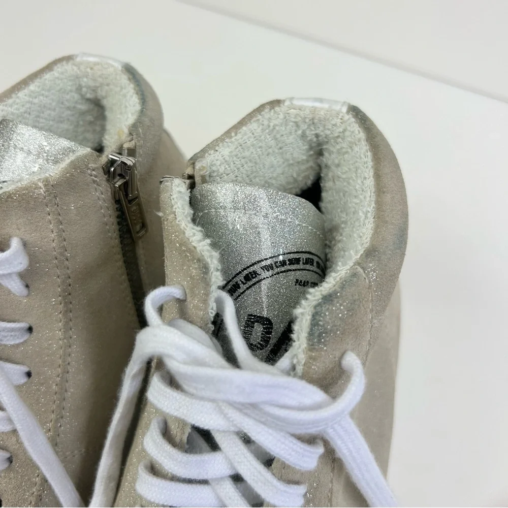 P448 High Top Sneakers Shimmery Gold Leather Size 37 / 7US Made in Italy